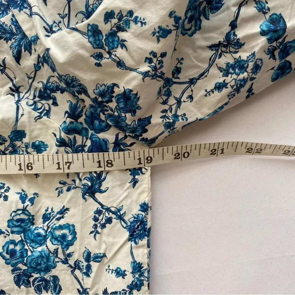 Meadows x Free People Big Blue Floral Carnation Turtleneck Blouse Size 6